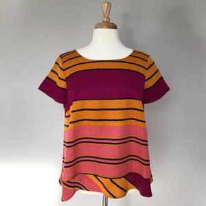 ANTHROPOLOGIE - MAEVE - SILK STRIPE BLOUSE